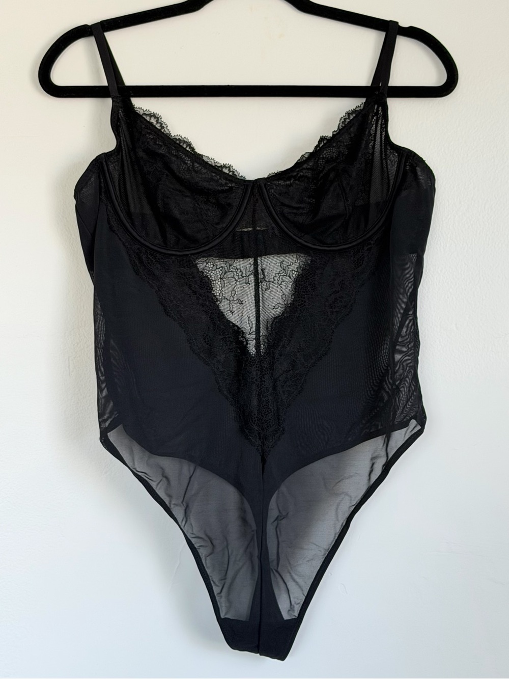 Abercrombie & Fitch Black Sheer Lace-Trim Bodysuit